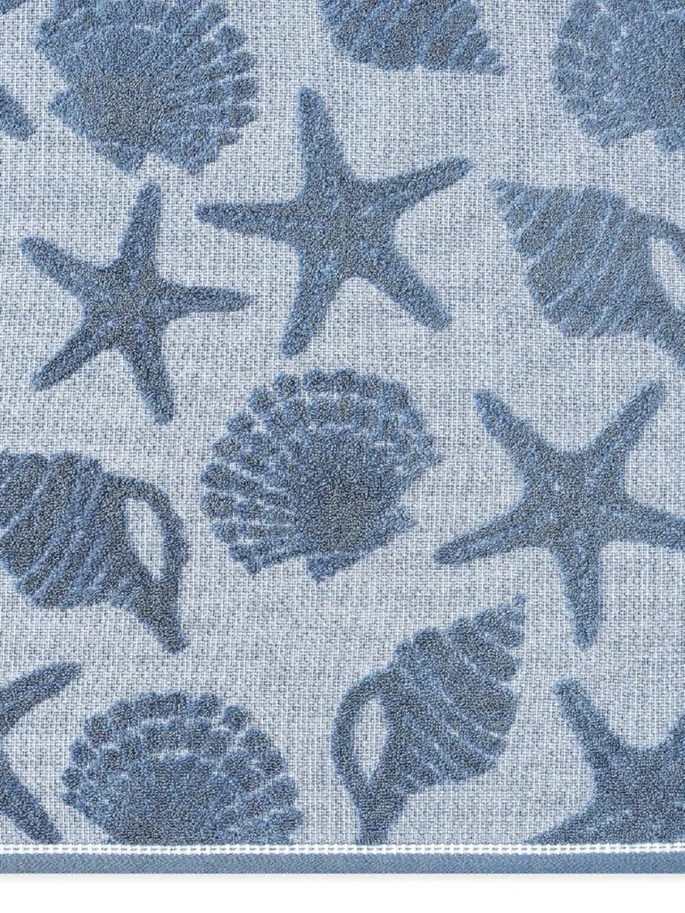 brand new Caro Home Seashore Pique BATH Towel in Silvery Nautical Ocean Blue